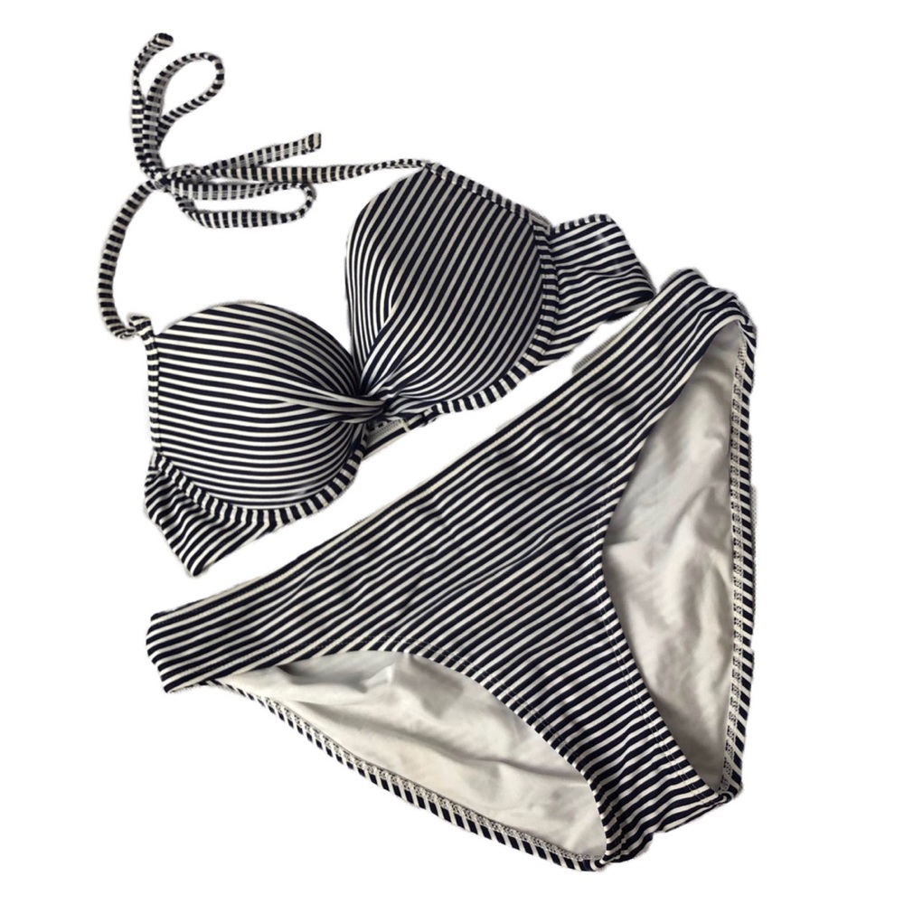 Aerie swimsuit blue & white pin striped pushup